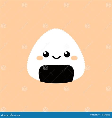 Cute Onigiri Set With Smiling Face And Pink Cheeks Kawaii Onigiri