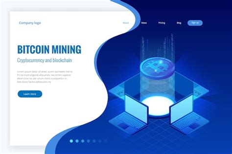 Premium Vector Isometric Bitcoin Mining Concept Cryptocurrency And