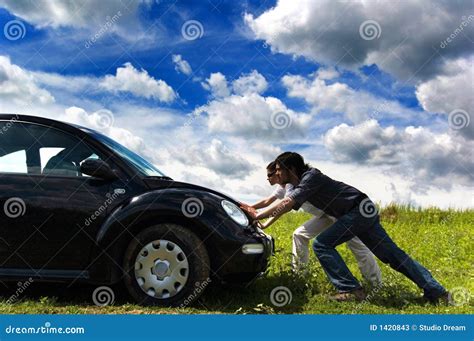 Pushing The Car Stock Photos - Image: 1420843