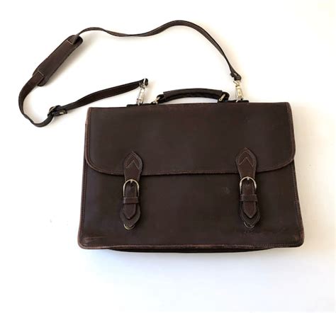 Brown Leather Briefcase / Brown Leather Portfolio - Gem