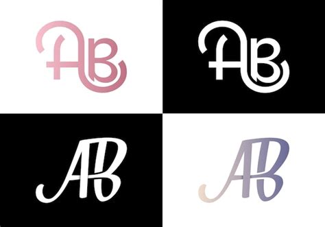 Paquete de diseño de logotipo de letra AB Ilustración vectorial premium