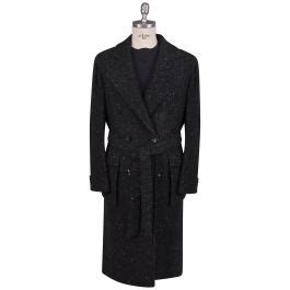 Kiton Black Virgin Wool Cashmere Silk Double Breasted Overcoat IsuiT