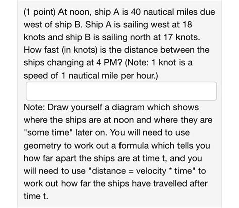 Solved Point At Noon Ship A Is Nautical Miles Due Chegg