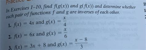 Solved In Exercises 1 10 Find F G X And G F X And Chegg