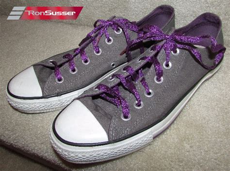 Converse Chuck All Star Double Tongue Gray Purple Laces 114848f Men 8 Women 10