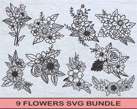 Flower SVG Bundle Flower Bundle Svg Flowers Svg Rose Svg - Etsy