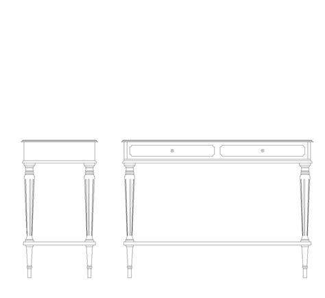 Meja Konsol Dengan 2 Laci Dwg Blok Cad Unduh Gratis