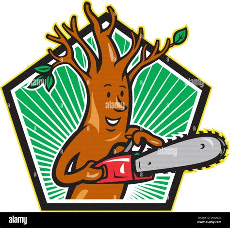 Tree Man Arborist With Chainsaw Stock Vector Image And Art Alamy