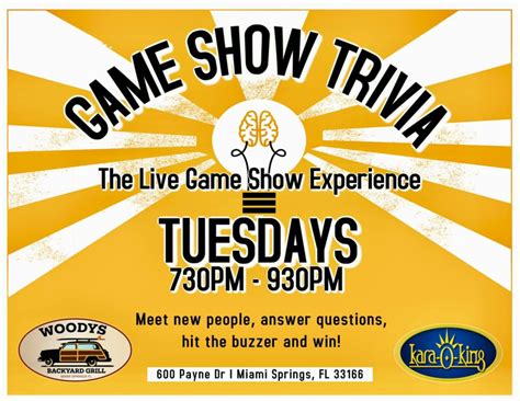 Game Show Trivia Tuesdays At Woodys Backyard Grill