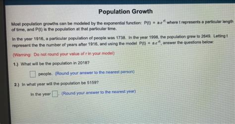 Solved Population Growth Most Population Growths Can Be Chegg