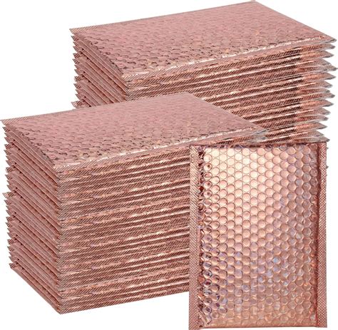 SINJEUN 50 Pieces 6 X 9 Inch Holographic Bubble Mailers Rose Gold