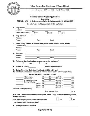 Fillable Online Sanitary Sewer Project Application Fax Email Print