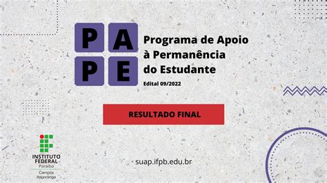 PAPE Resultado Final Jpeg Instituto Federal Da Paraiba IFPB