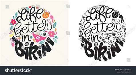 Life Better Bikini Motivation Hand Drawn Stock Vector Royalty Free Shutterstock