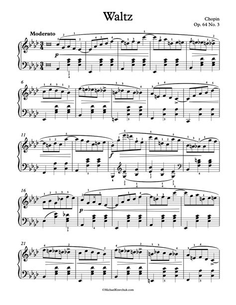 Free Piano Sheet Music Waltz Op 64 No 3 Chopin Michael Kravchuk