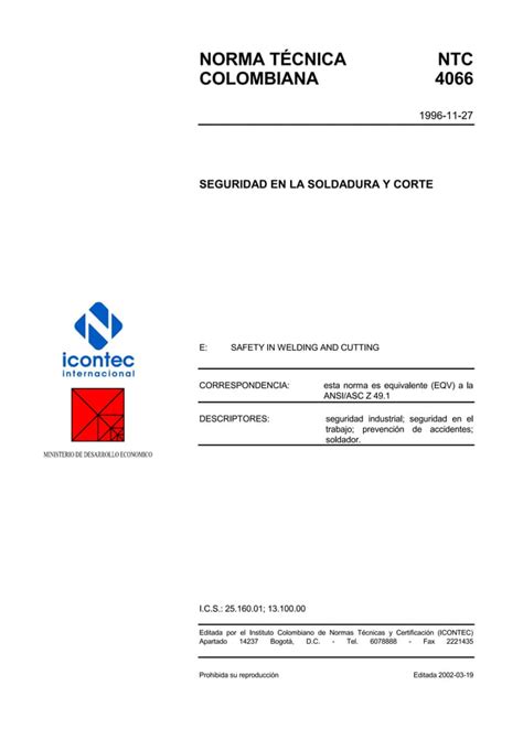 Norma Tecnica Ntc Colombiana 4066 PDF