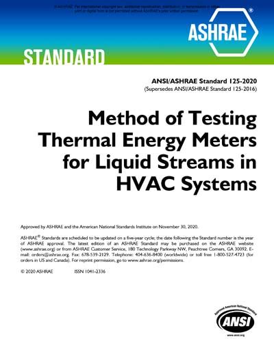 Ansi Ashrae Method Of Testing Thermal Energy Meters For