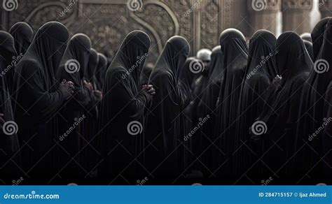 Group of Muslim People Praying in the Mosque. the Concept of Religion ...