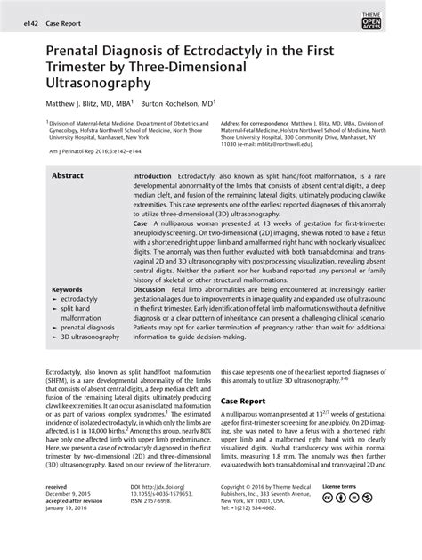 Pdf Prenatal Diagnosis Of Ectrodactyly In The First Trimester By