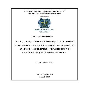 Teachers And Learners Attitudes Toward Learning English Grade 10 With