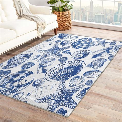 Zdabaoec Coastal Rug 2x3 Rug Ocean Beach Theme Area Rugs