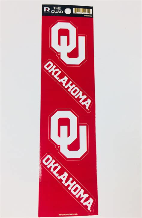 Oklahoma Sooners Set Of 4 Decals Stickers The Quad By Rico 2x2 Inches