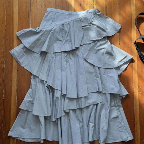 Searsucker Tiered Ruffle Skirt By Alexa Chung Depop