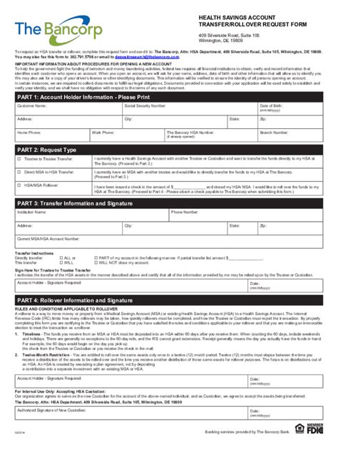 Hsa Rollover Fill Out Sign Online DocHub