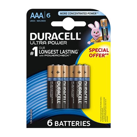 Duracell Ultra Power Aaa Batteries 6 Pk Za