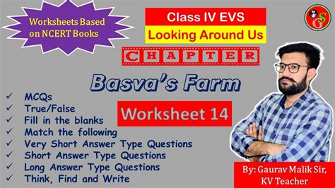 Worksheet Chapter 14 Basva S Farm NCERT Class 4 EVS By KV Teacher