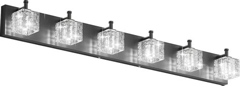 Ralbay Matte Black Lights Bathroom Light Fixtures Led Modern Crystal