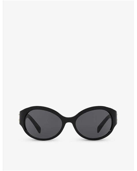 Celine Cl I Triomphe Oval Frame Acetate Sunglasses In Black Lyst Uk