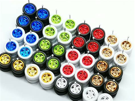 Hot Wheels 5 Star Wheel Long Axle 10 Mm Rubber Tires Fit 1 64 20 Sets Mix 164Wheel