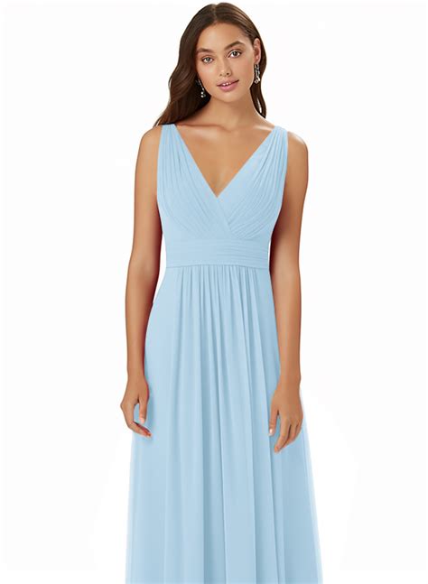 A Line Chiffon Bridesmaid Dress With V Neck Missacc