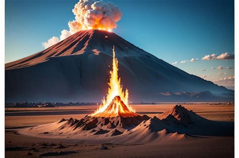 Premium Photo | Active volcano erupts spewing lava volcanic landform ...