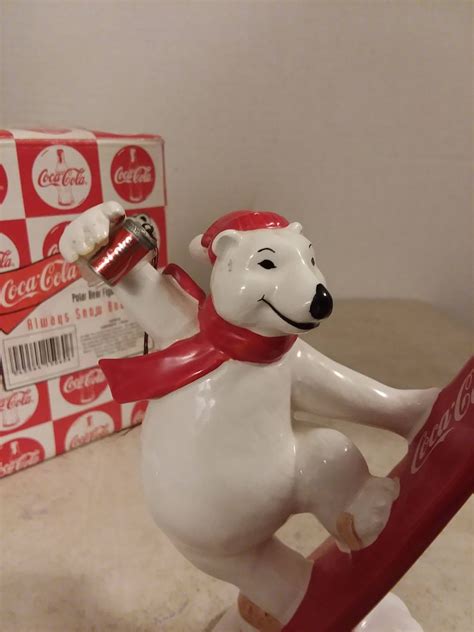 Coca Cola Ceramic Polar Bear Figurines Always Snow Boarding Etsy