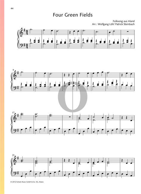 Four Green Fields Anonymous Piano Sheet Music Oktav