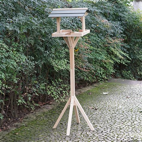 Traditional Wooden Bird Table Garden Birds Feeder Feeding Station Free