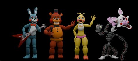 FNaF 2 toys render by Shrumbal on DeviantArt