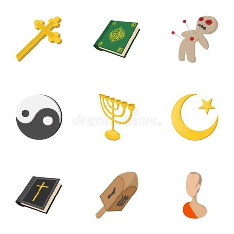 Beliefs Icons Set Cartoon Style Stock Vector Illustration Of Graphic