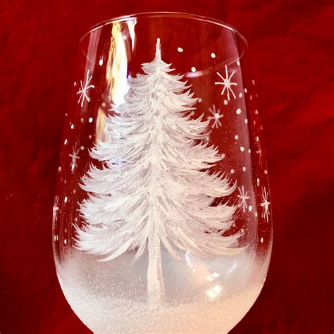 Christmas Tree Hand Painted Wine Glasses Etsy