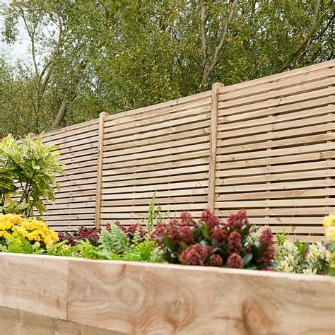 Forest Garden Pressure Treated Contemporary Double Slatted Fence Panel