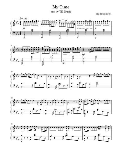 My Time Bts Jungkook 전정국 Sheet Music For Piano Solo