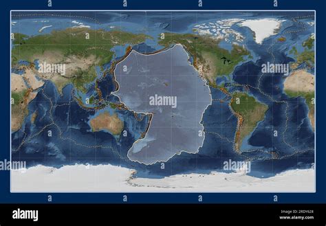 Placa Tectónica Del Pacífico En El Mapa Satelital Blue Marble En La Proyección Compact Miller