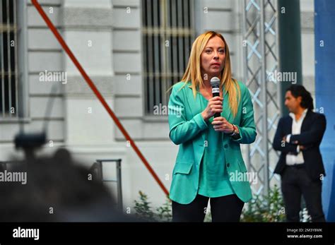 The Giorgia Meloni Leader Of Fratelli D Italia Party During Rally For