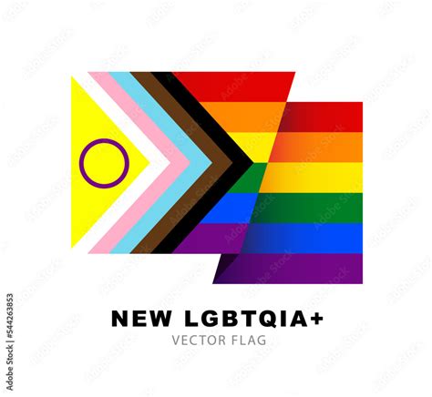 The new LGBT flag. Flag of progress pride. LGBTQIA + symbols. Rainbow ...