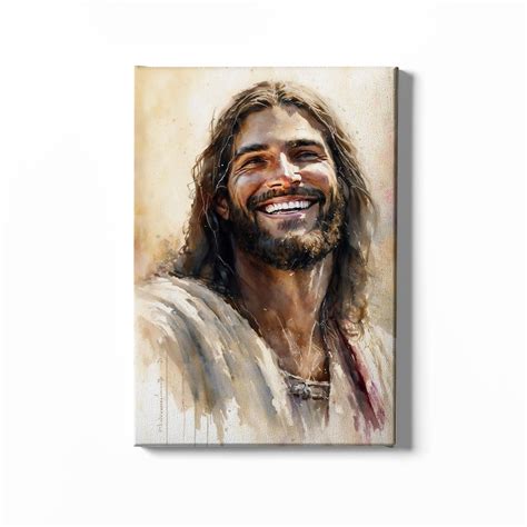 Jesus Laughing Picture Of Jesus Watercolor Christ Art Smiling Christ