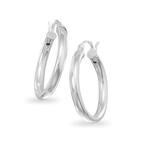 925 Sterling Silver 3mm X 25mm Hoop Earrings With Click Sold Etsy