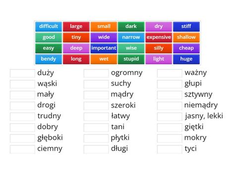 Adjectives Przymiotniki Match Up