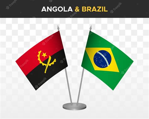 Angola Vs Brasil Maquete De Bandeiras De Mesa Isoladas 3d Ilustração Vetorial Bandeiras De Mesa